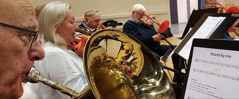 billede af mennesker der spiller i et orkester Kombarmædo